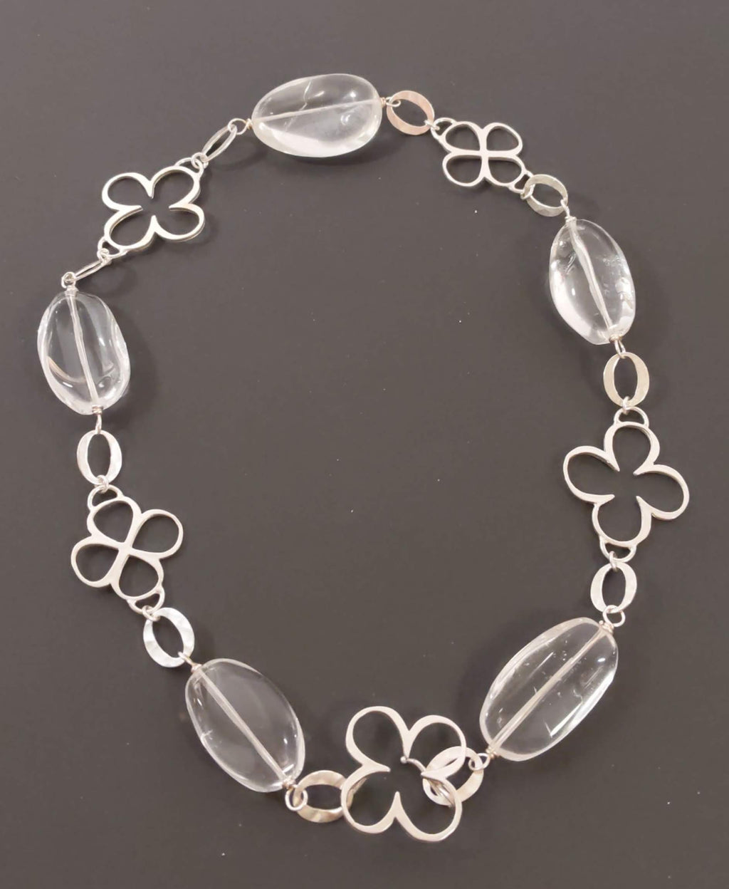 N10 sterling link, crystal bead necklace
