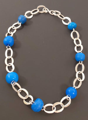 N12 sterling link, Ghana bead necklace