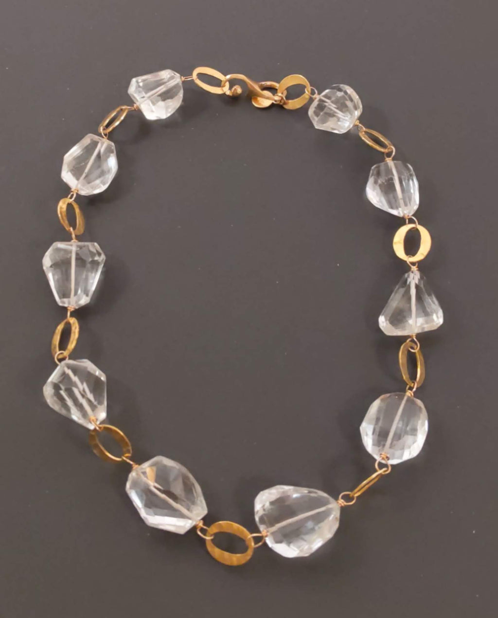 N4 18K plate link, crystal necklace