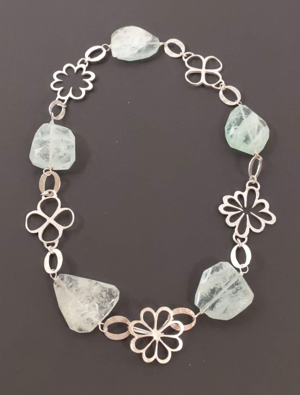 N8 sterling link, aquamarine necklace